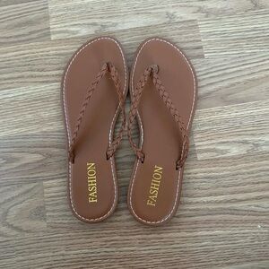 SHEIN Tan Braided Strap Sandals